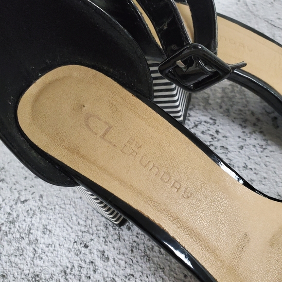 Chinese Laundry Judy Block Heel Sandals Black and White Striped Size 7.5 EUC - Picture 7 of 10